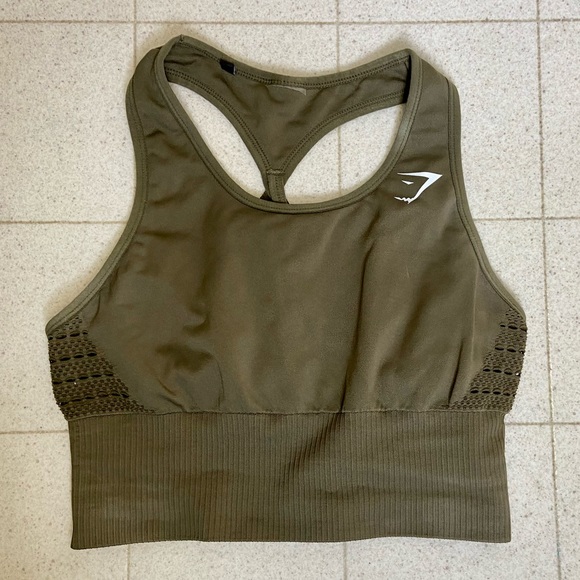 Gymshark Khaki Energy + Seamless Crop Vest - Picture 3 of 3